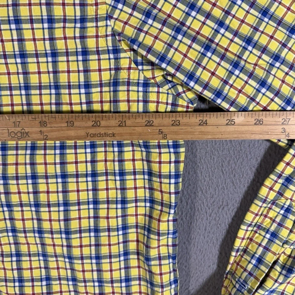 Polo Ralph Lauren Mens Button Up Shirt Thick Heavy XL Blue Yellow Plaid‎ Down